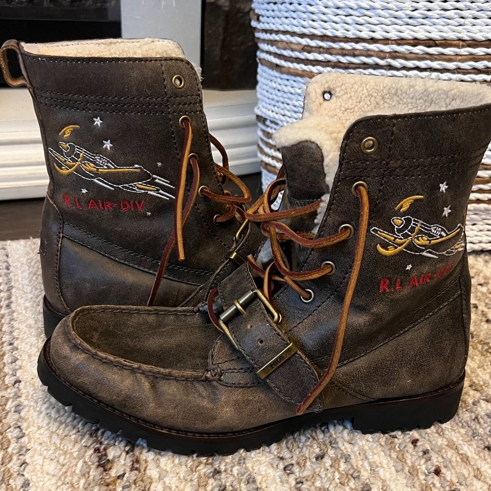 Polo Ralph Lauren Air Div Ranger S Leather Boots Size 12 Insulated